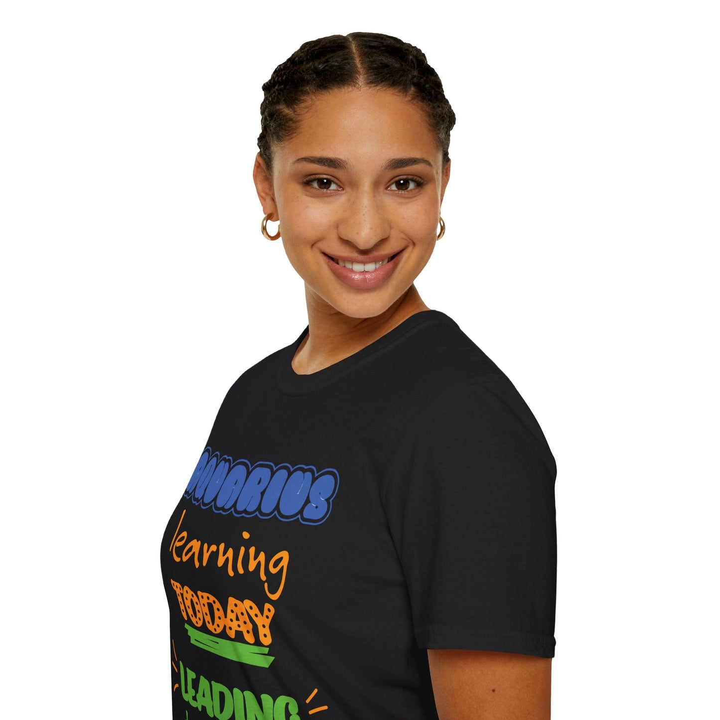 Aquarius Zodiac learning today leading tomorrow Graphic cotton Shirt/top