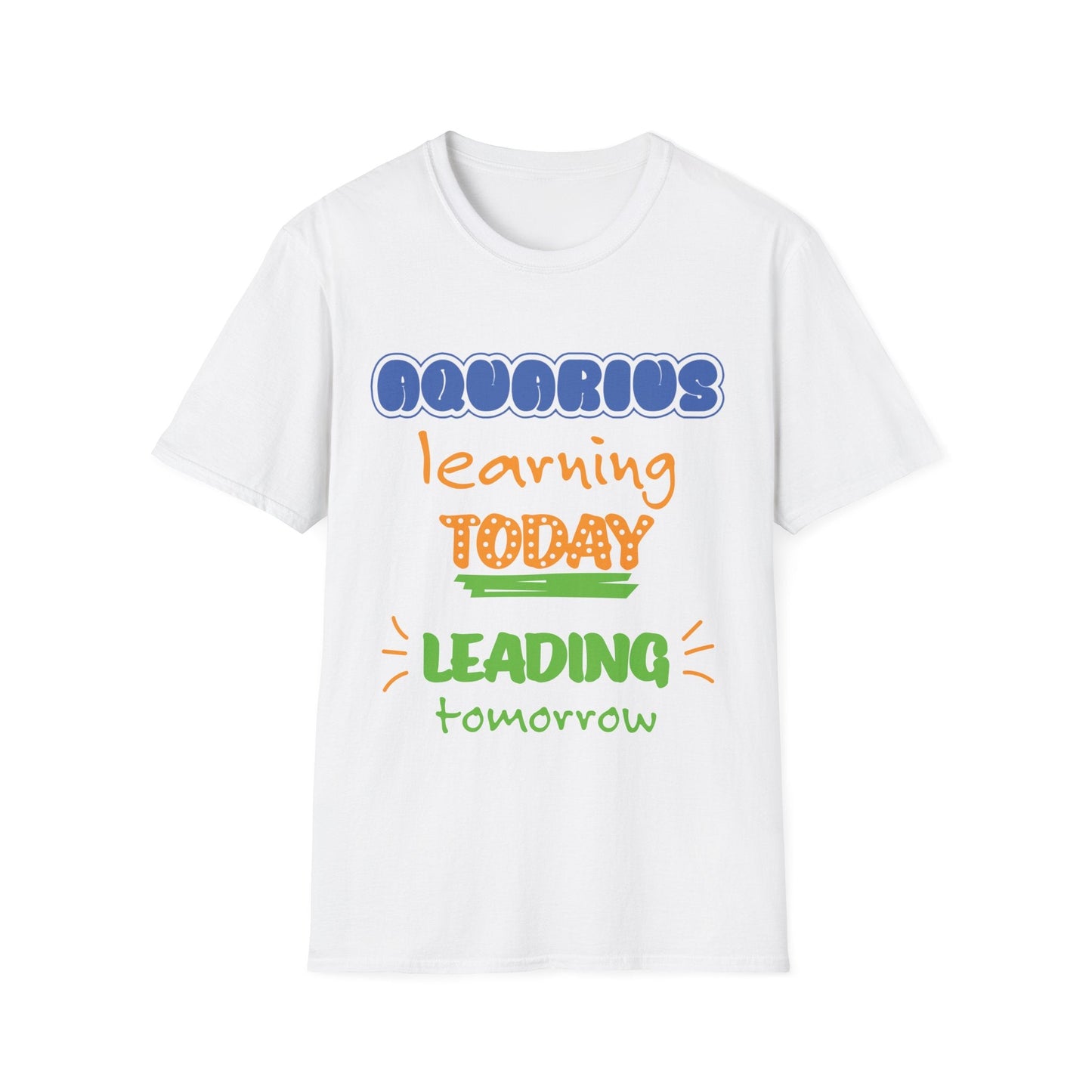 Aquarius Zodiac learning today leading tomorrow Graphic cotton Shirt/top