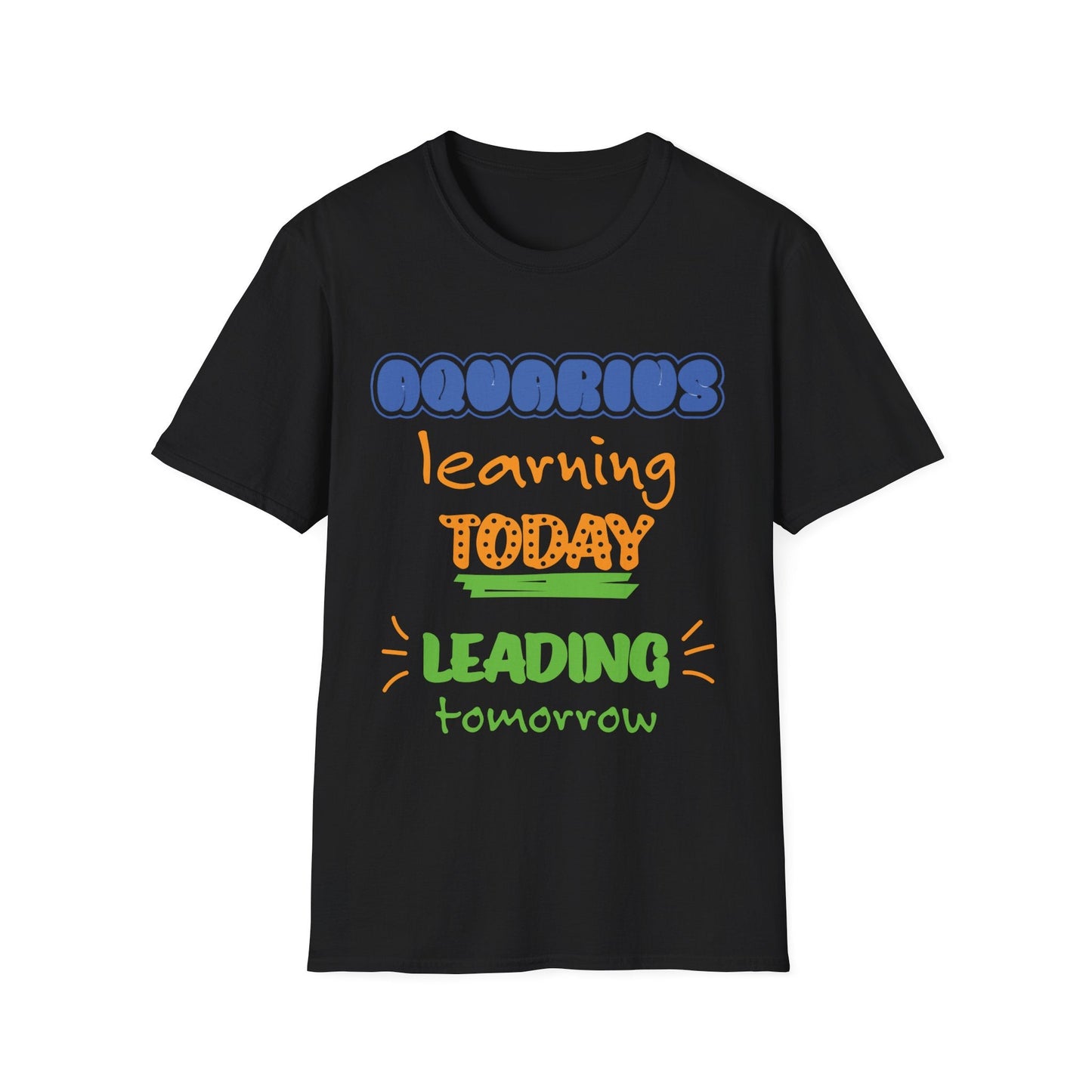 Aquarius Zodiac learning today leading tomorrow Graphic cotton Shirt/top