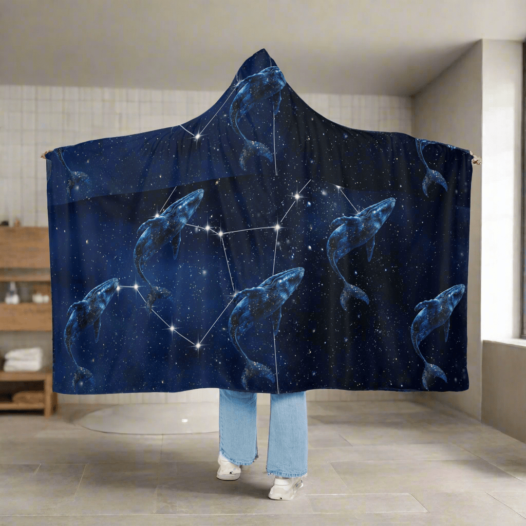 Cosmic Whale Snuggle Hooded BlanketAll Over Prints