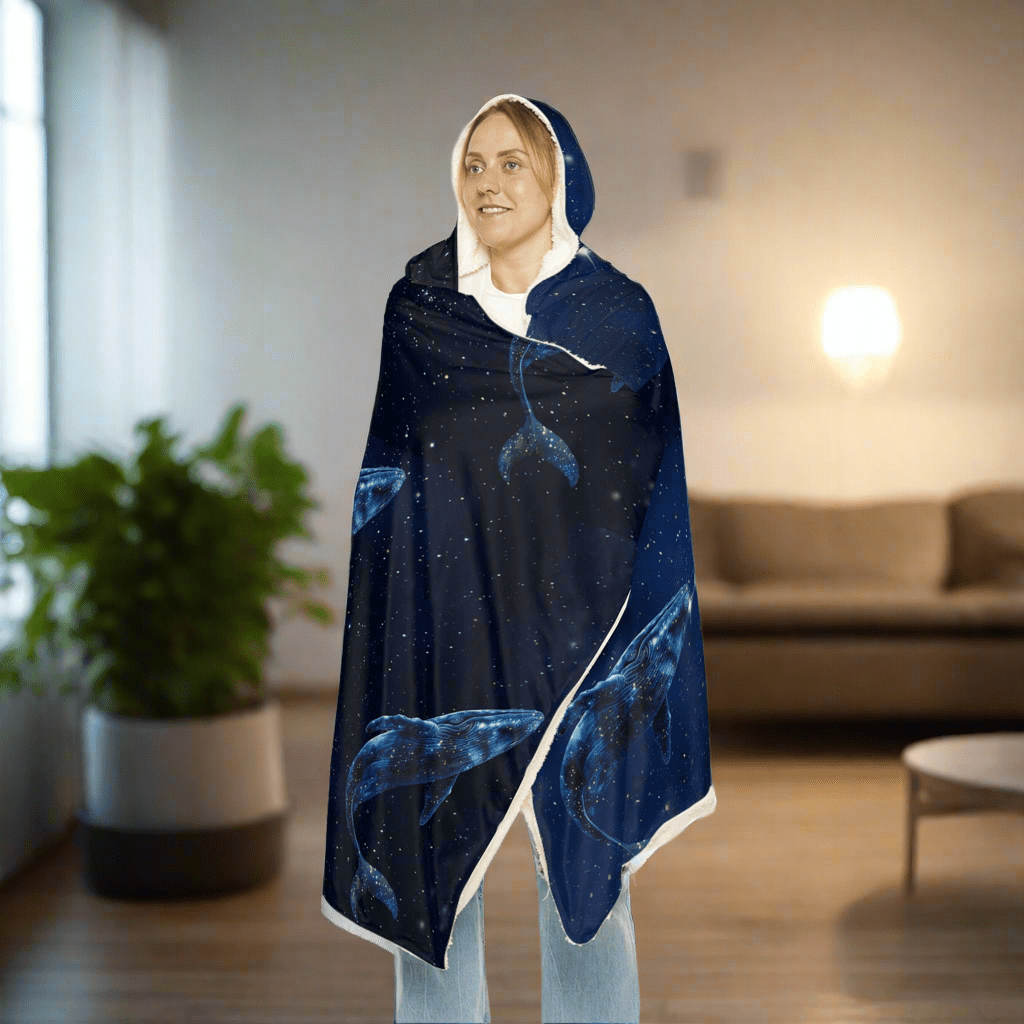 Cosmic Whale Snuggle Hooded BlanketAll Over Prints