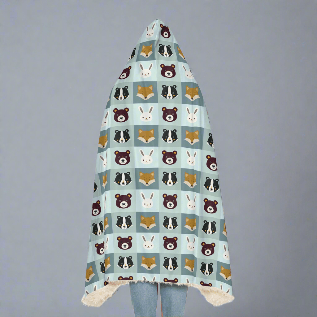 Cozy Animal Friends Blanket Hoodie - Perfect for Snuggling!All Over Prints