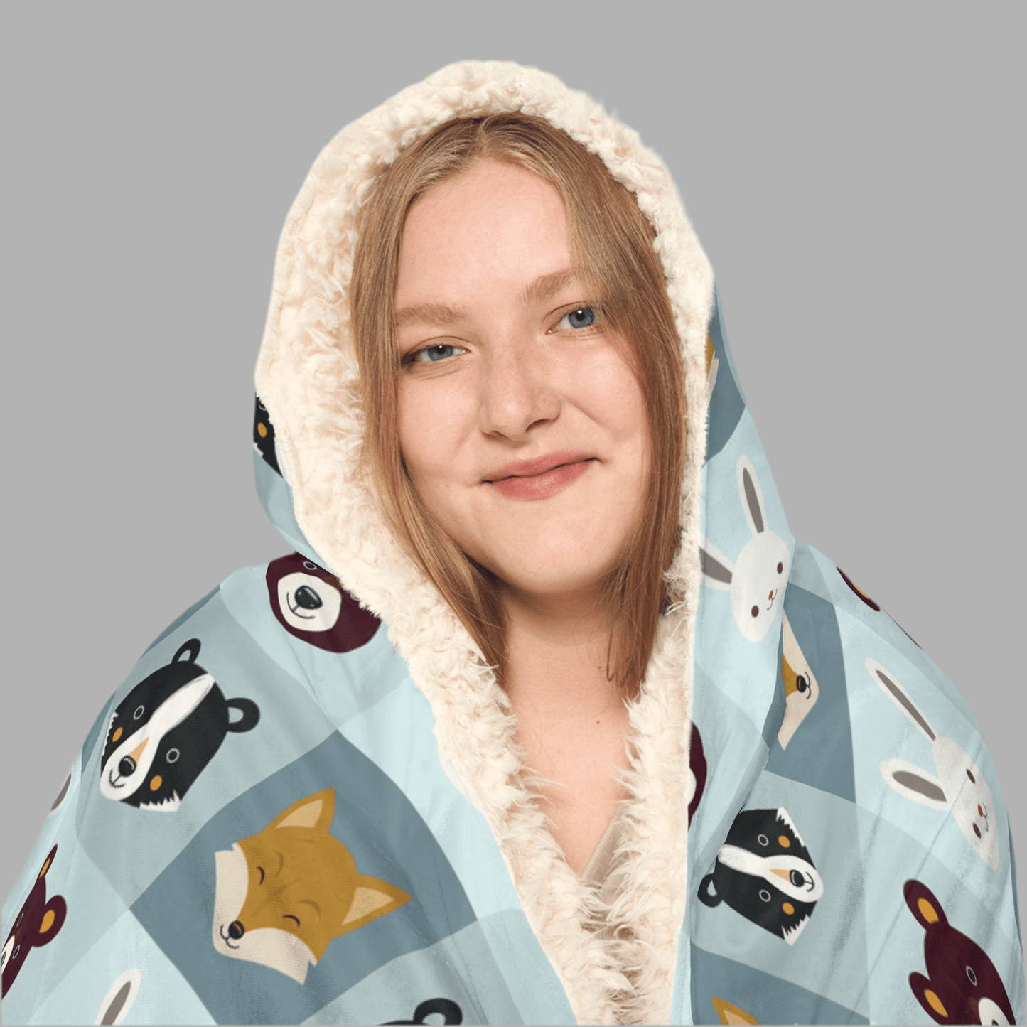 Cozy Animal Friends Blanket Hoodie - Perfect for Snuggling!All Over Prints