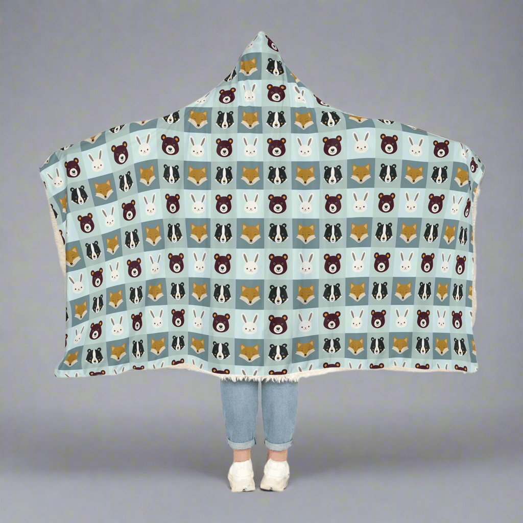 Cozy Animal Friends Blanket Hoodie - Perfect for Snuggling!All Over Prints