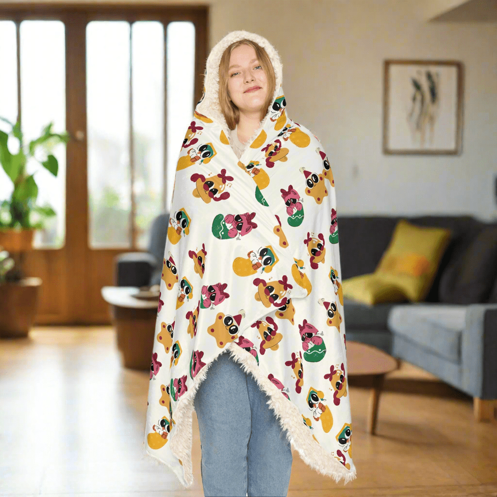 Cozy Animal Print Snuggle Hooded BlanketAll Over Prints