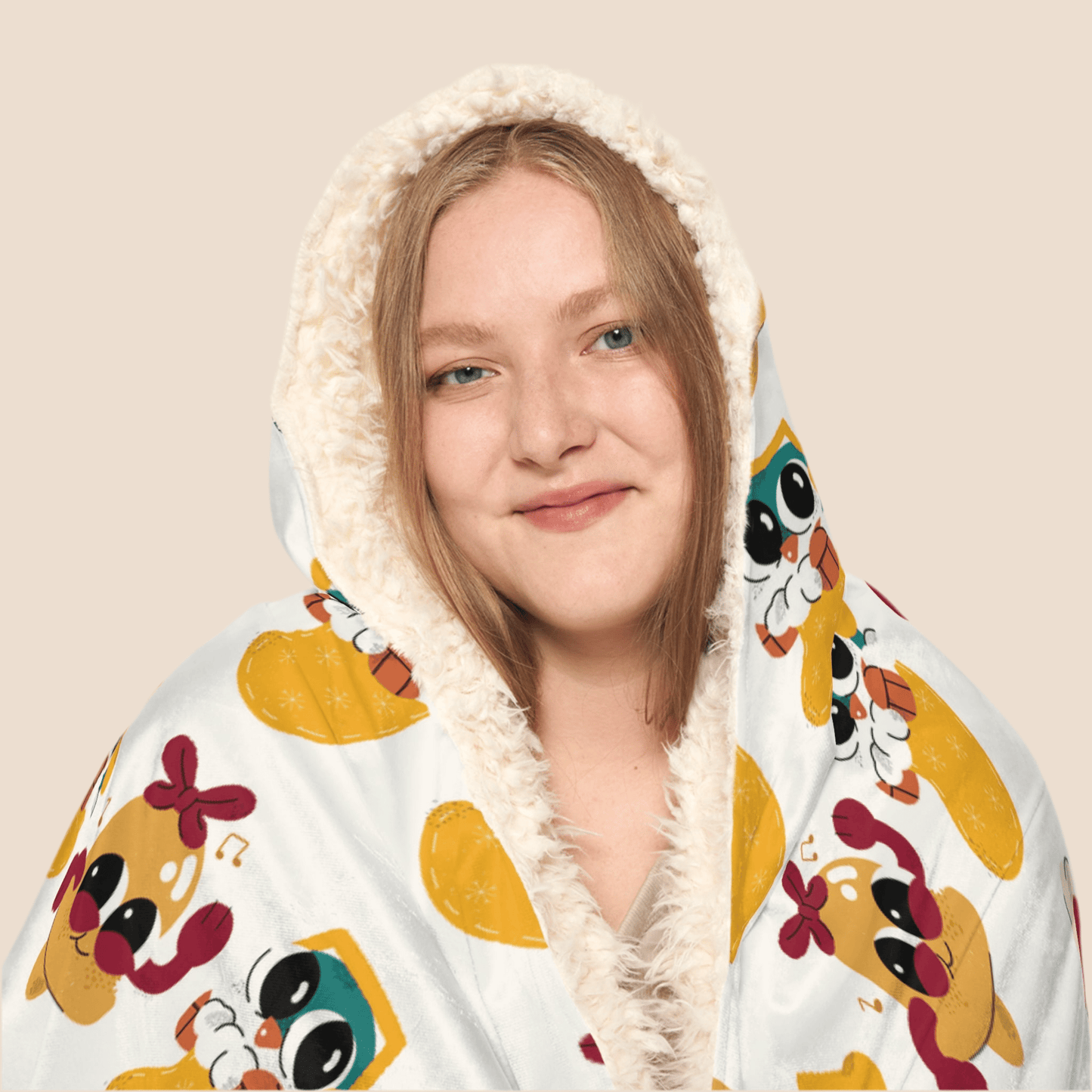 Cozy Animal Print Snuggle Hooded BlanketAll Over Prints