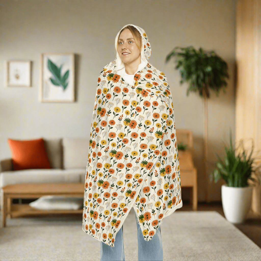Cozy Floral Snuggle Hooded BlanketAll Over Prints