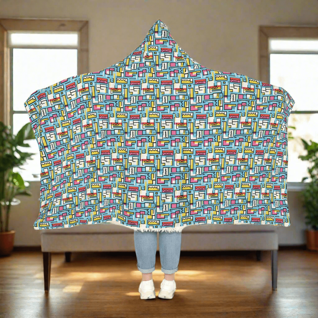Cozy Hooded Snuggle Blanket - Colorful Geometric DesignAll Over Prints
