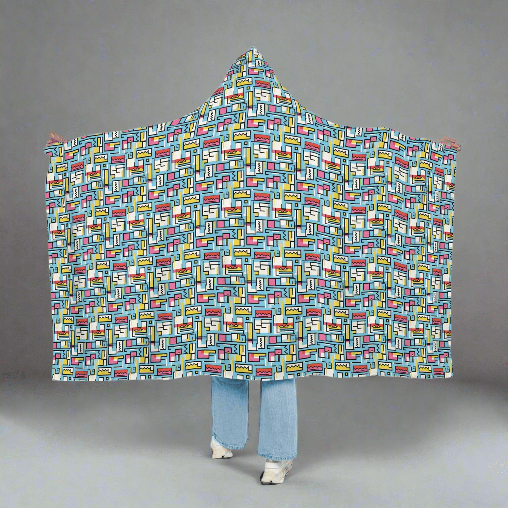 Cozy Hooded Snuggle Blanket - Colorful Geometric DesignAll Over Prints