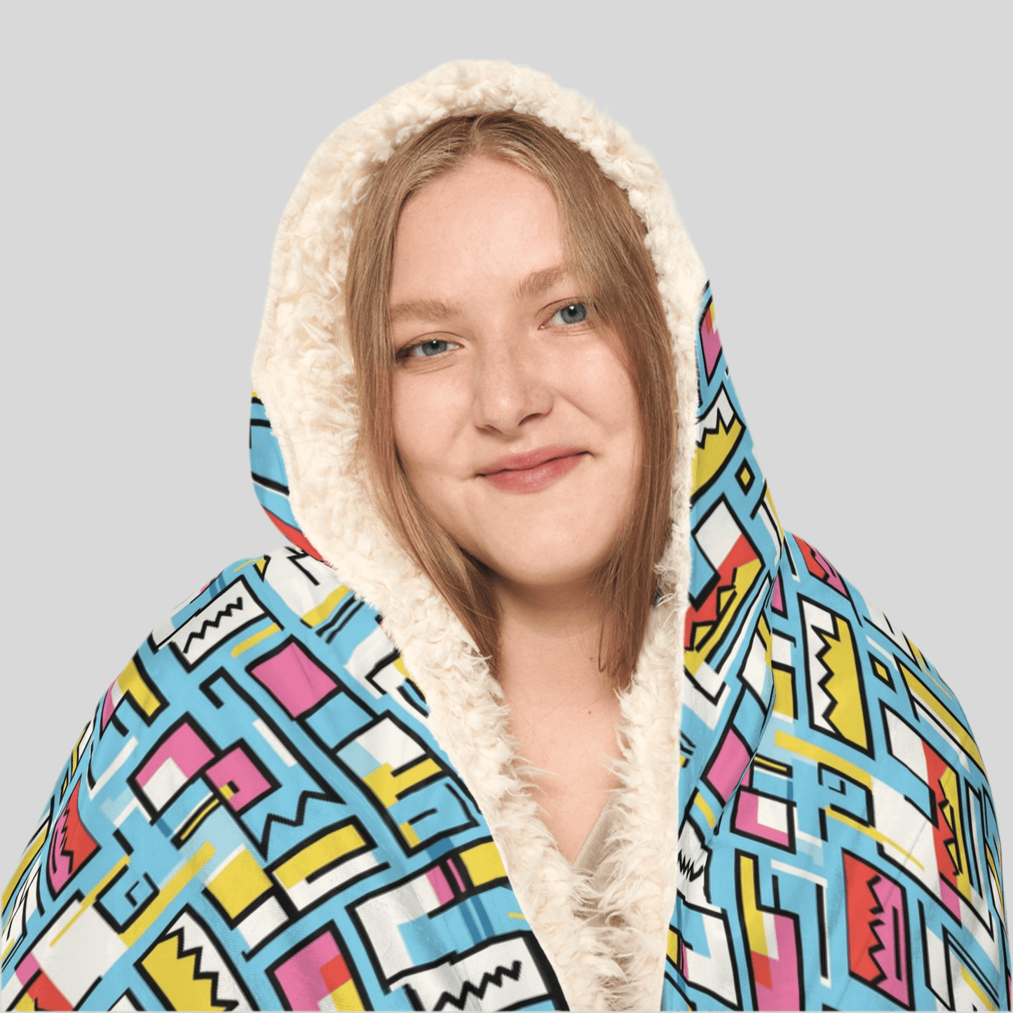 Cozy Hooded Snuggle Blanket - Colorful Geometric DesignAll Over Prints