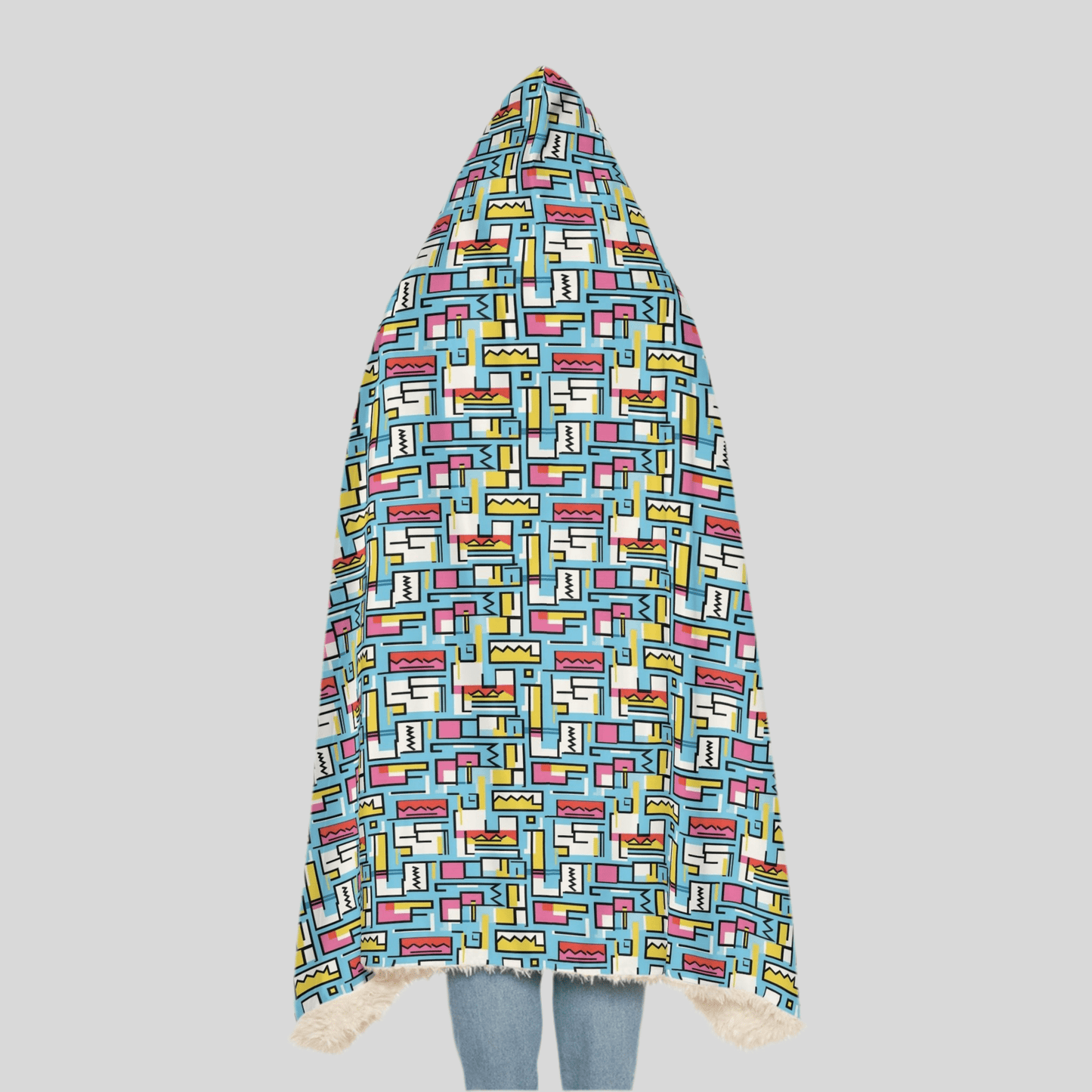 Cozy Hooded Snuggle Blanket - Colorful Geometric DesignAll Over Prints