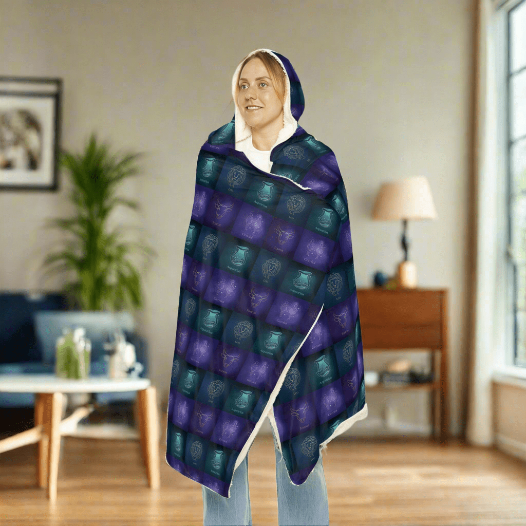 Cozy Hooded Snuggle Blanket with Celestial DesignAll Over Prints