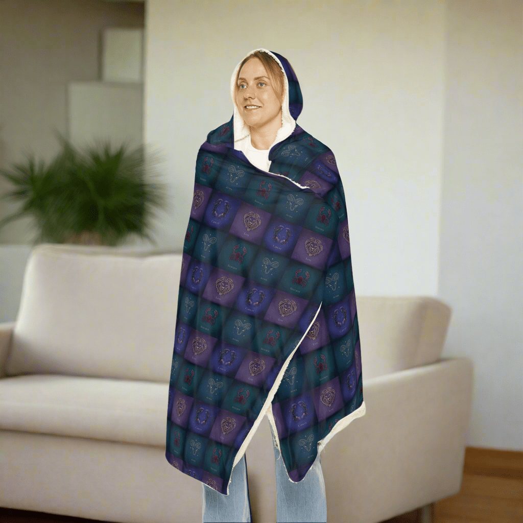 Cozy Hooded Snuggle Blanket Zodiac SignAll Over Prints