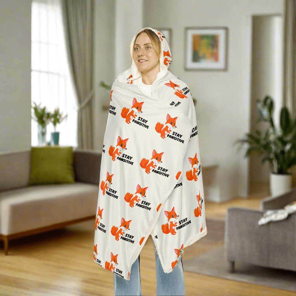 Cozy Snuggle Blanket - Stay Positive Fox DesignAll Over Prints