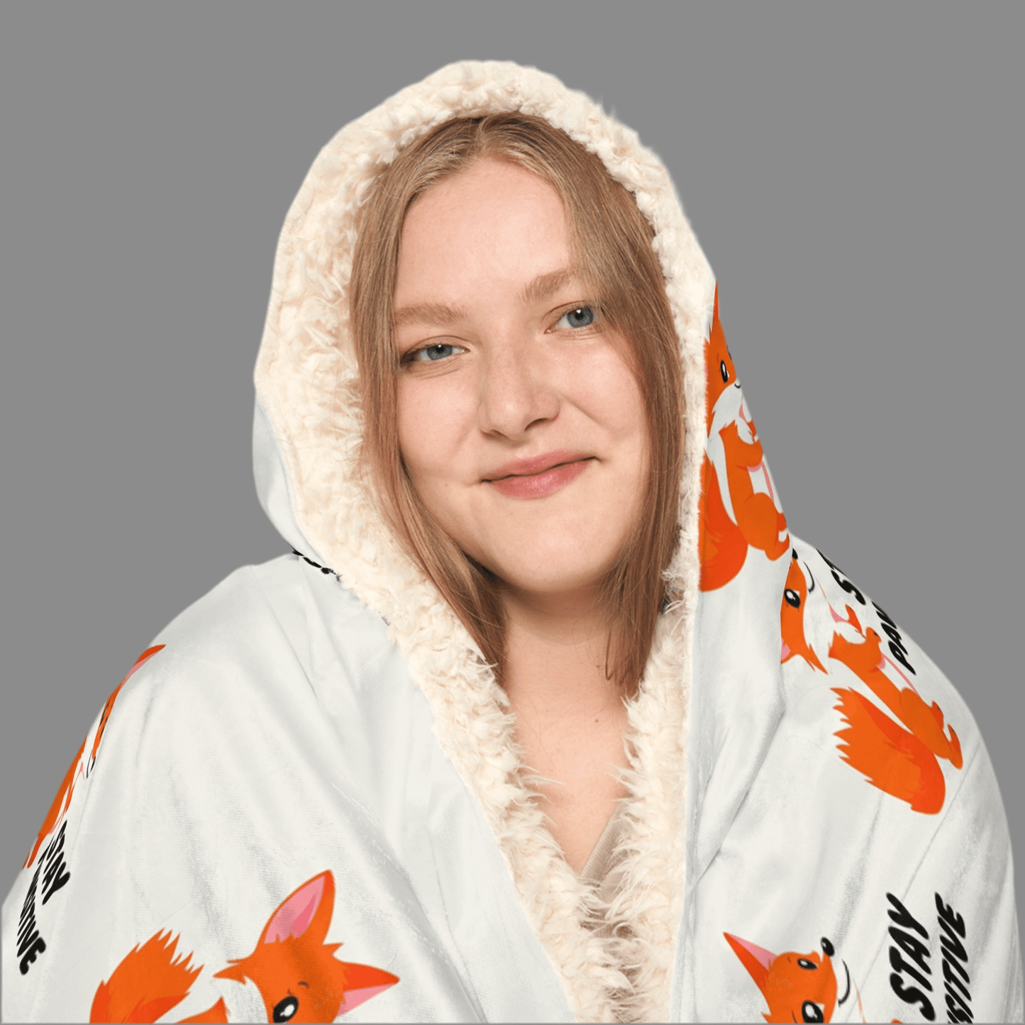 Cozy Snuggle Blanket - Stay Positive Fox DesignAll Over Prints