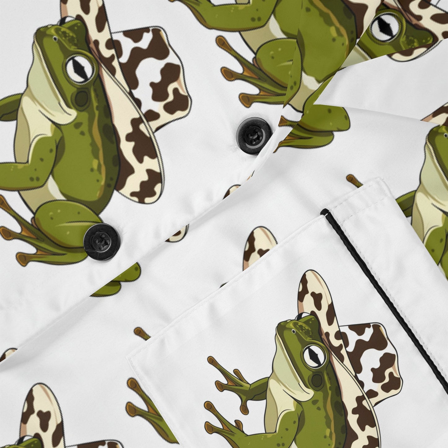 Cozy Women's Satin Pajamas with Fun Frog Design - Perfect for Relaxing NightsAll Over Prints