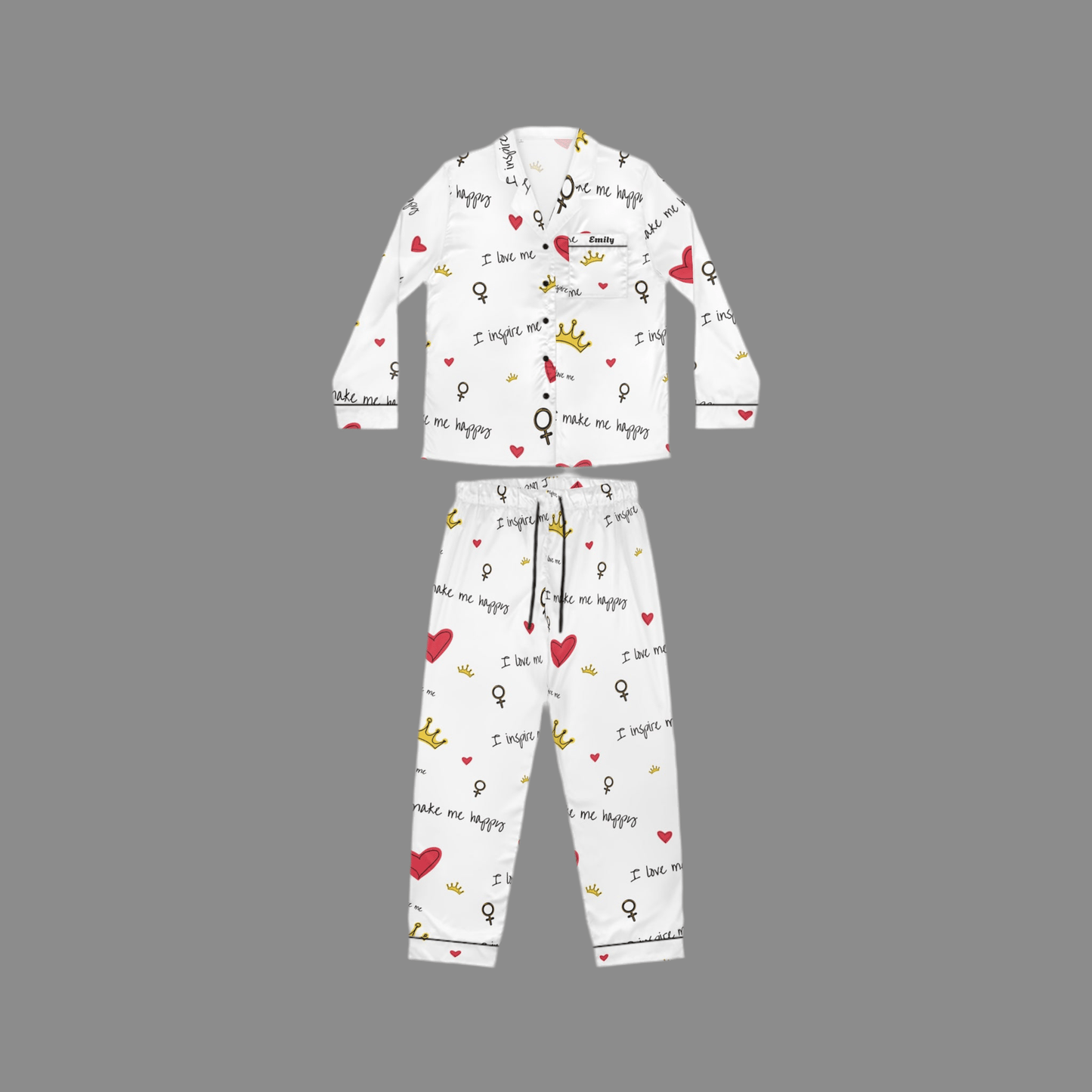 Crown Heart personalised women’s Pajama SetAll Over Prints