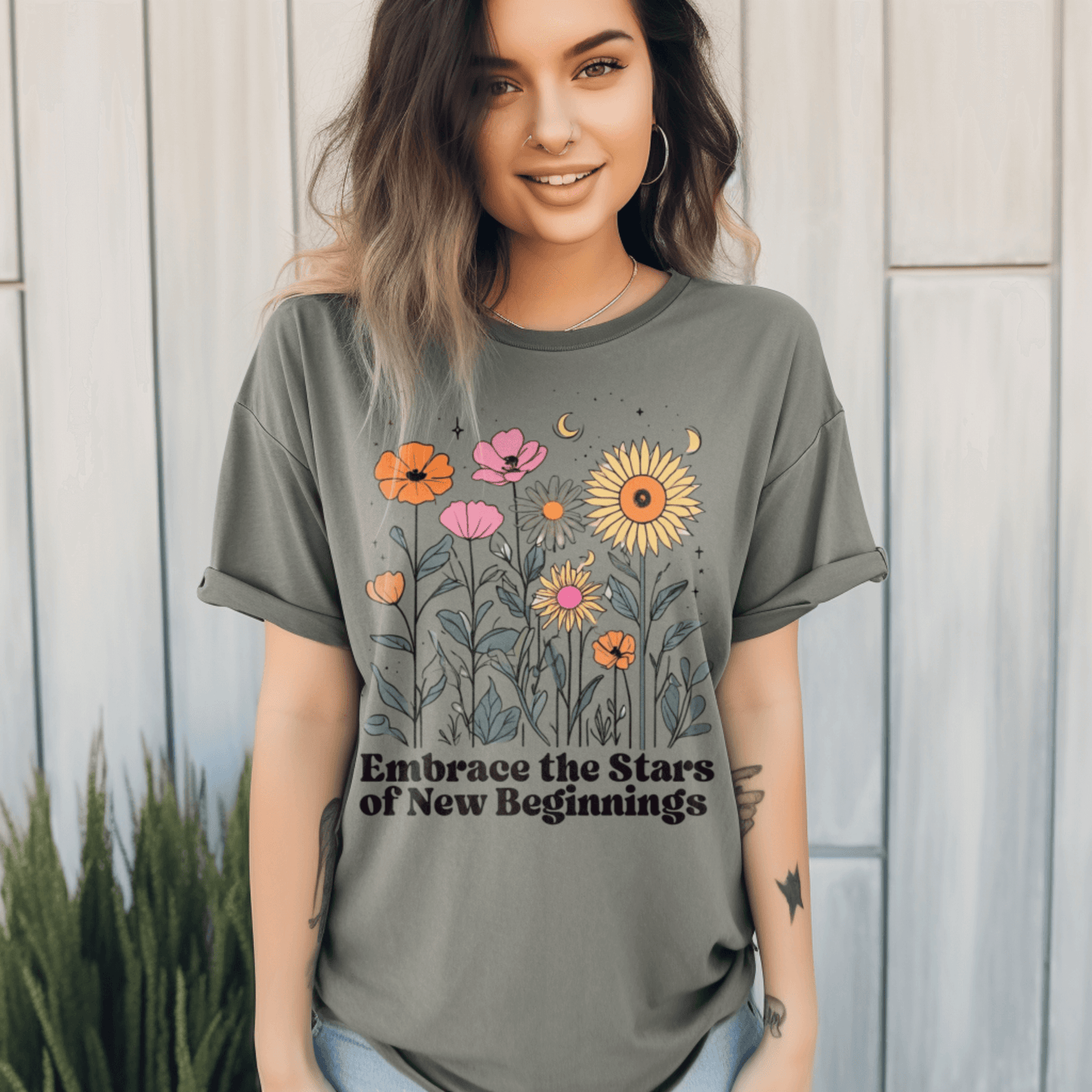 Embrace the Stars Floral T-ShirtT-Shirt