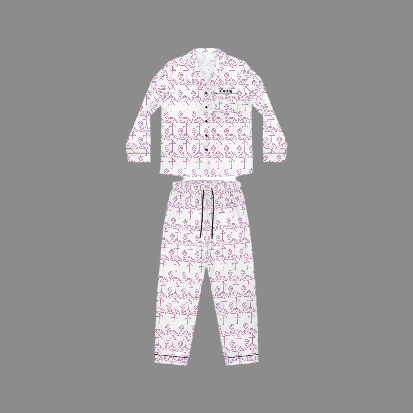 Flamingo Satin women’s personalised pajama SetAll Over Prints