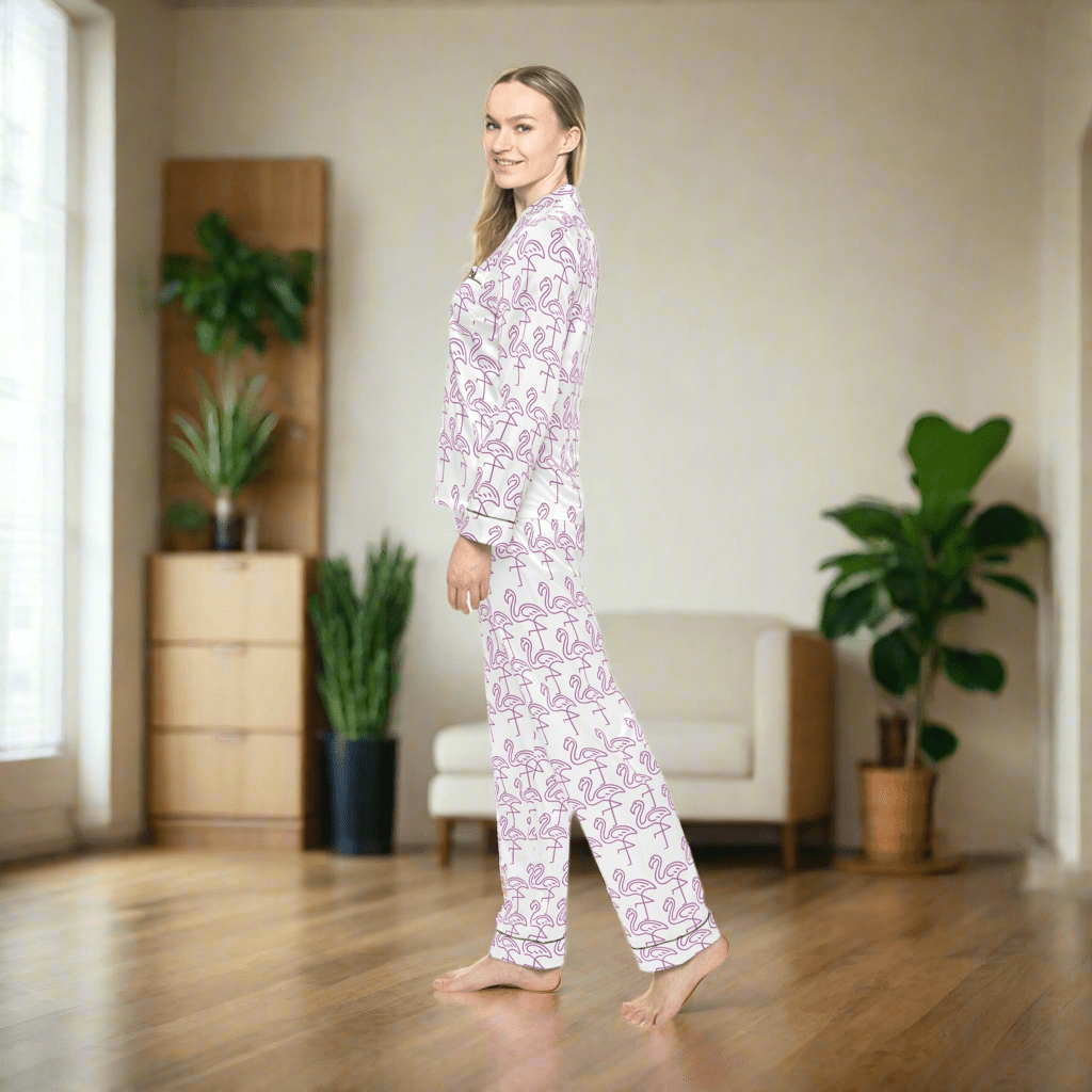 Flamingo Satin women’s personalised pajama SetAll Over Prints