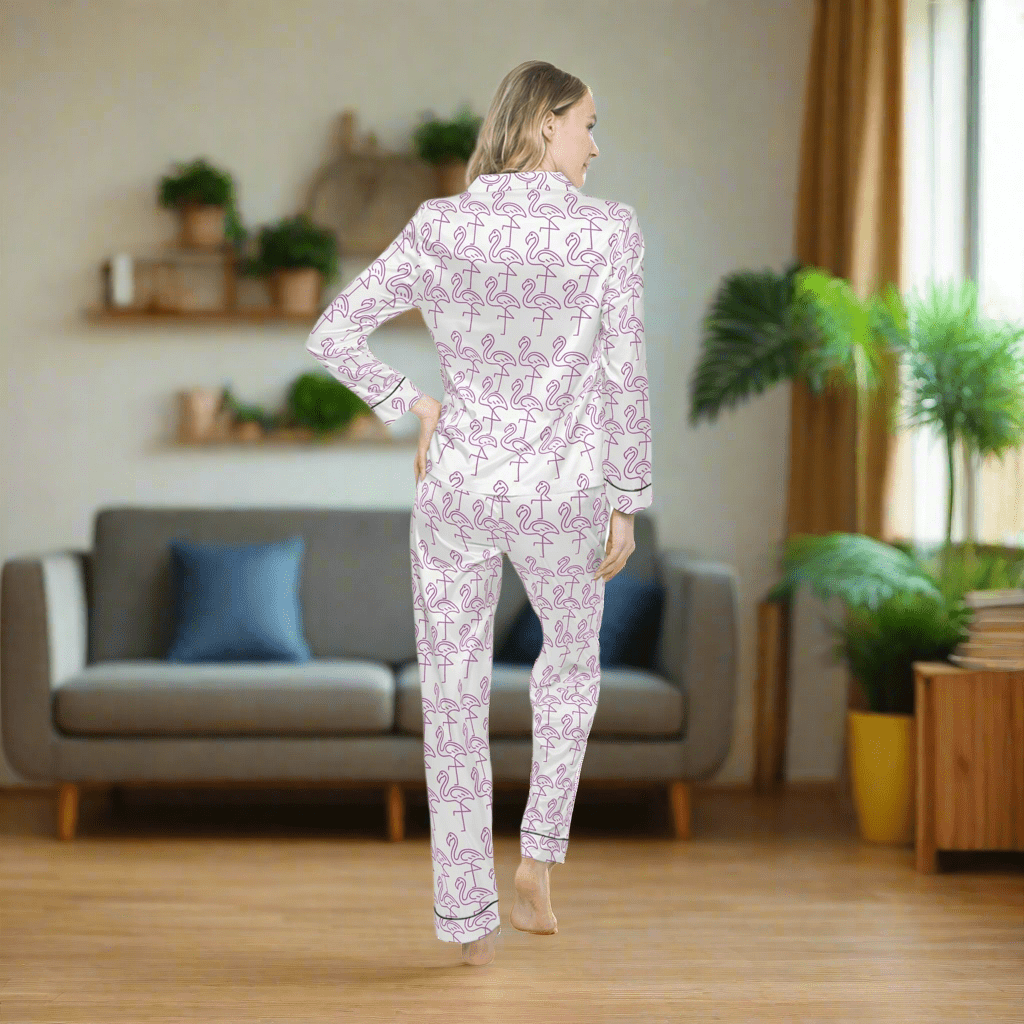 Flamingo Satin women’s personalised pajama SetAll Over Prints