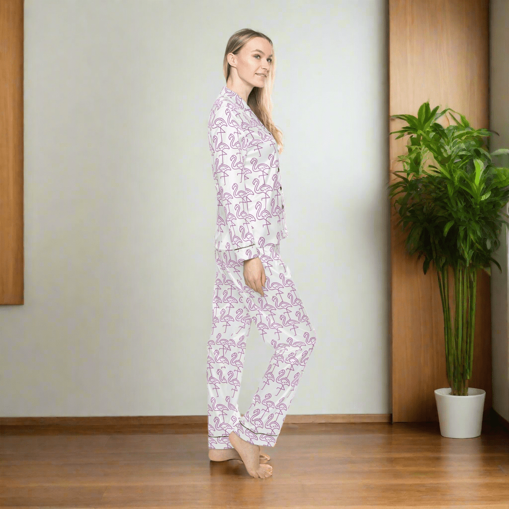 Flamingo Satin women’s personalised pajama SetAll Over Prints