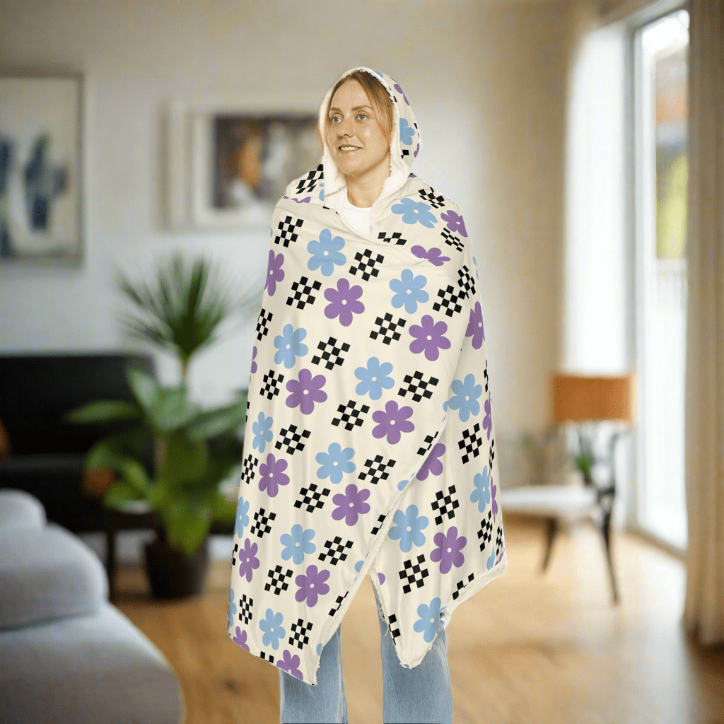 Floral Snuggle Hooded Blanket - Perfect for Relaxation and GiftingAll Over Prints