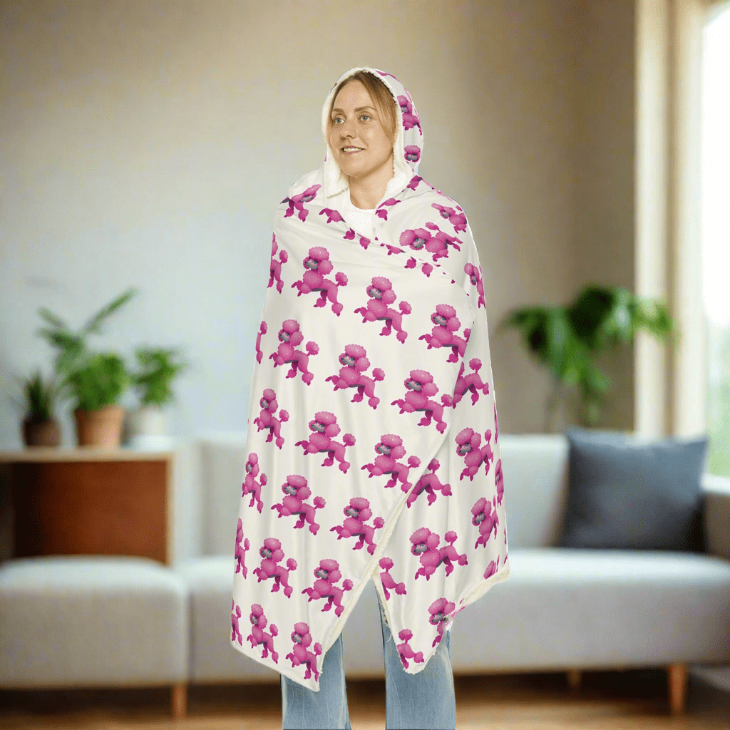 Hooded Snuggle Blanket - Cute Pink Dog PatternAll Over Prints