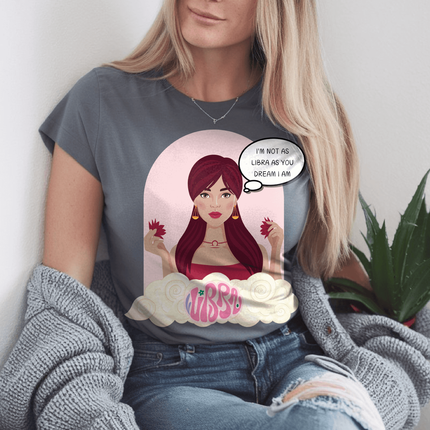 Libra Zodiac comic graphic Cotton TshirtT-Shirt