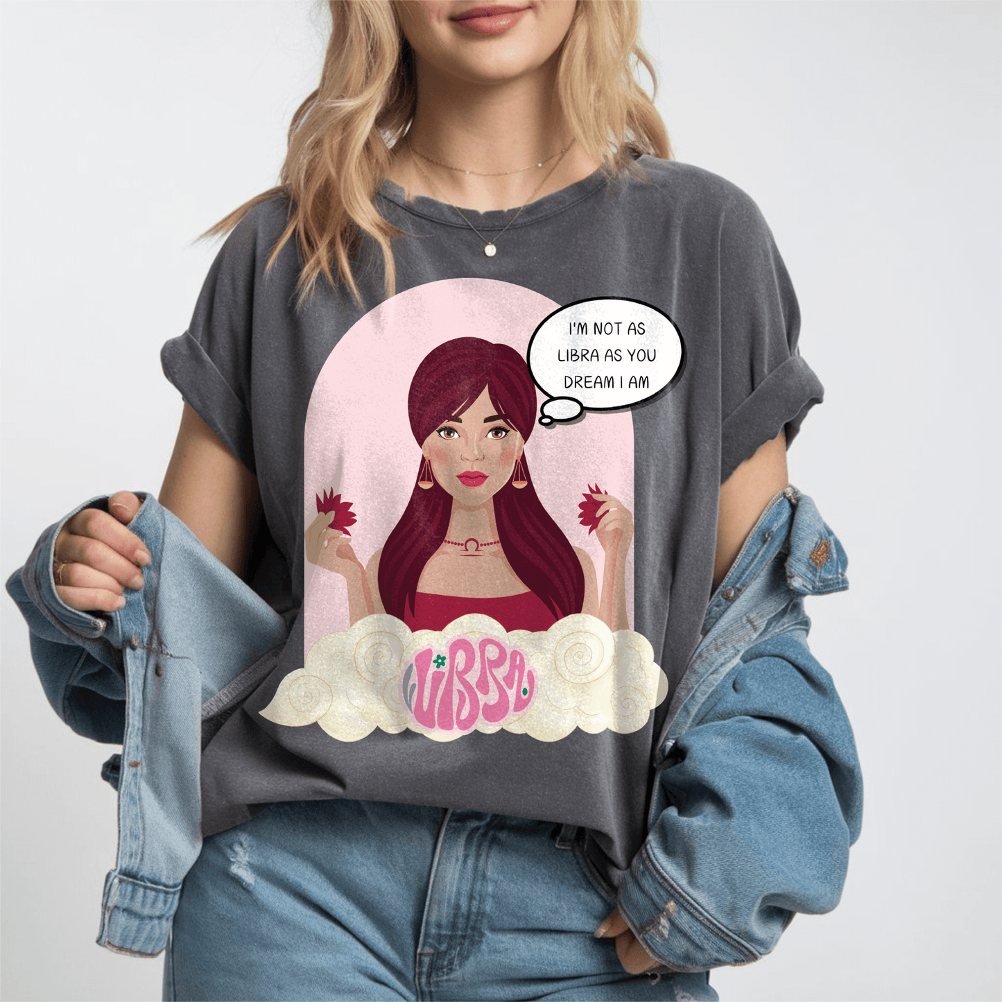 Libra Zodiac comic graphic Cotton TshirtT-Shirt