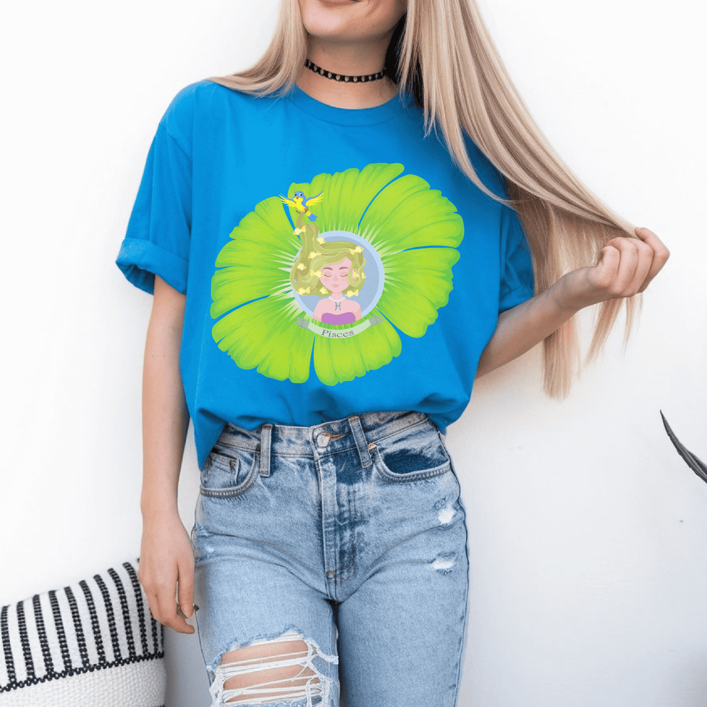Pisces zodiac drawing Cotton TshirtT-Shirt