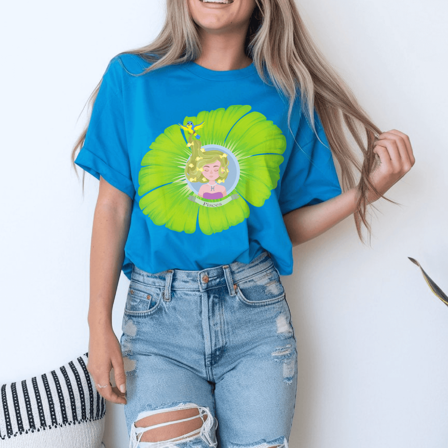 Pisces zodiac drawing Cotton TshirtT-Shirt