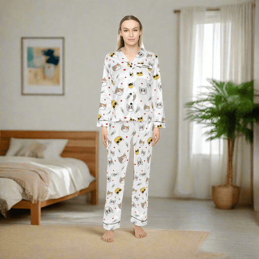 Animal Print personalised women Satin Pyjamas setAll Over Prints