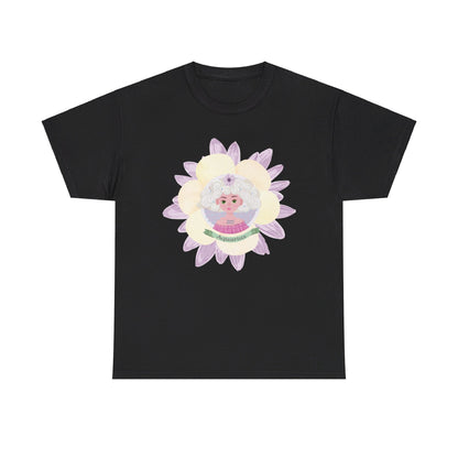 Aquarius Zodiac cute girl flower graphic  Heavy Cotton Tee