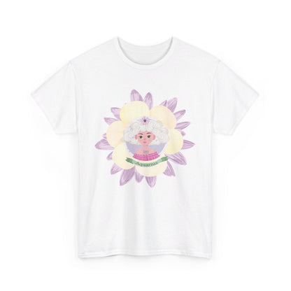 Aquarius Zodiac cute girl flower graphic  Heavy Cotton Tee