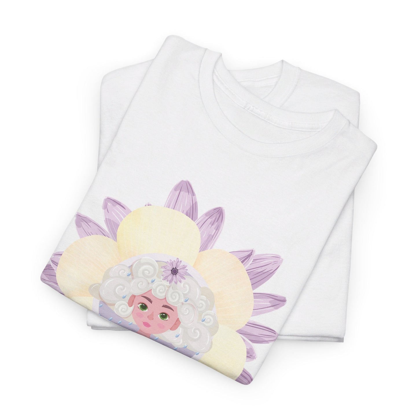 Aquarius Zodiac cute girl flower graphic  Heavy Cotton Tee