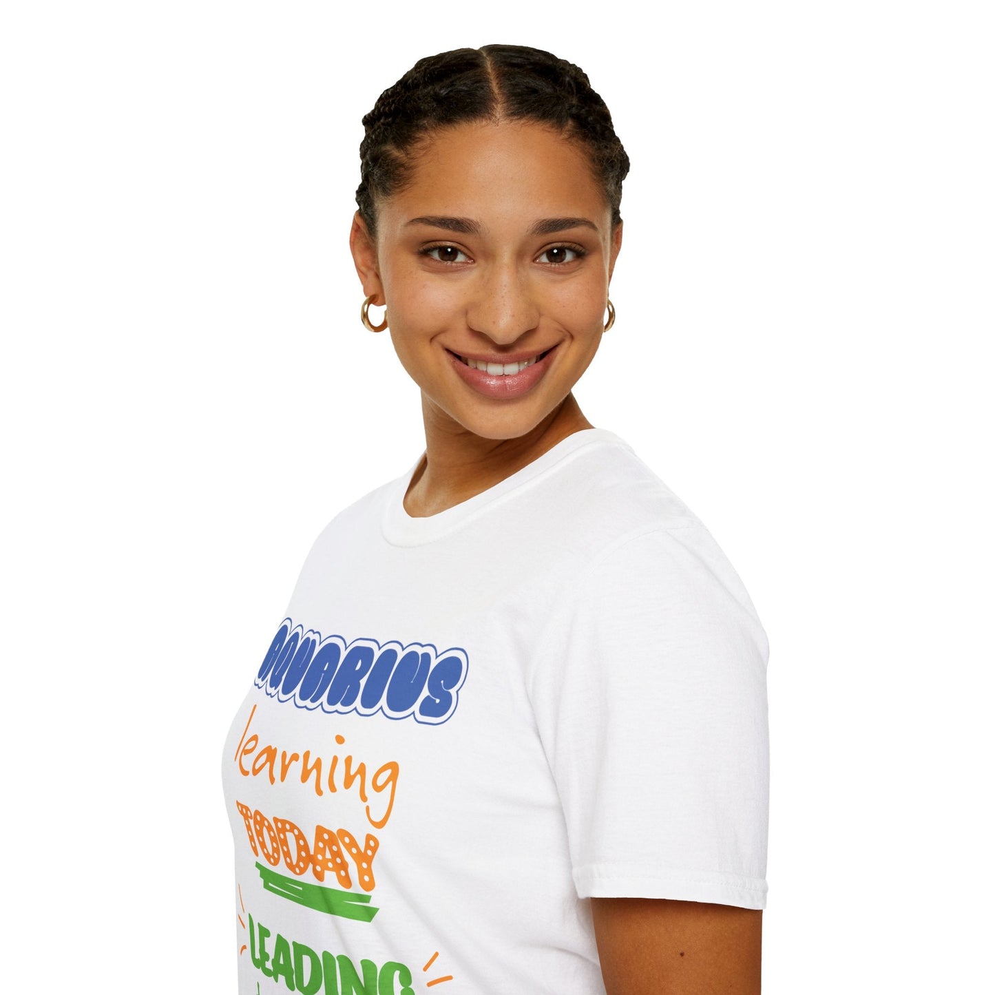 Aquarius Zodiac  learning today leading tomorrow Graphic cotton Shirt/top