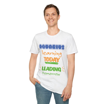 Aquarius Zodiac  learning today leading tomorrow Graphic cotton Shirt/top