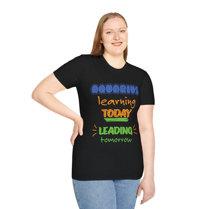 Aquarius Zodiac  learning today leading tomorrow Graphic cotton Shirt/top