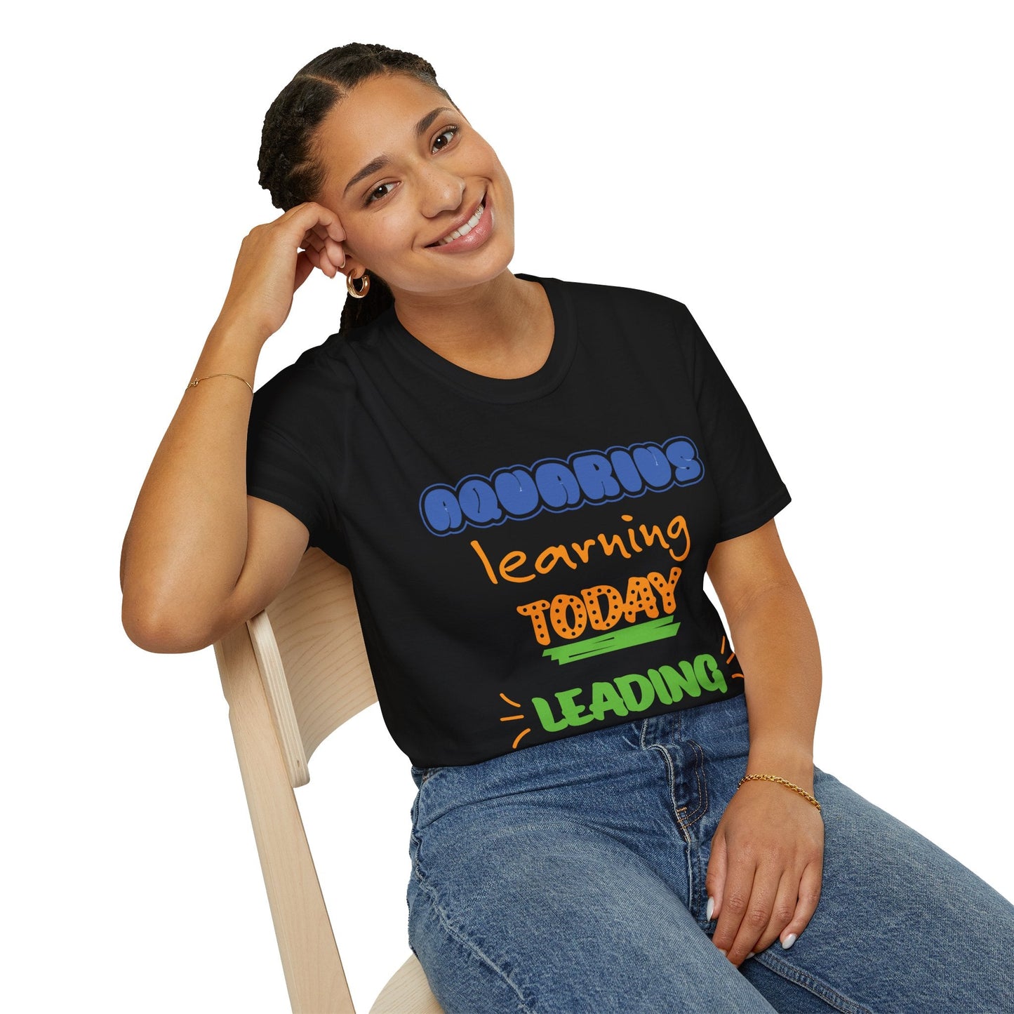 Aquarius Zodiac  learning today leading tomorrow Graphic cotton Shirt/top