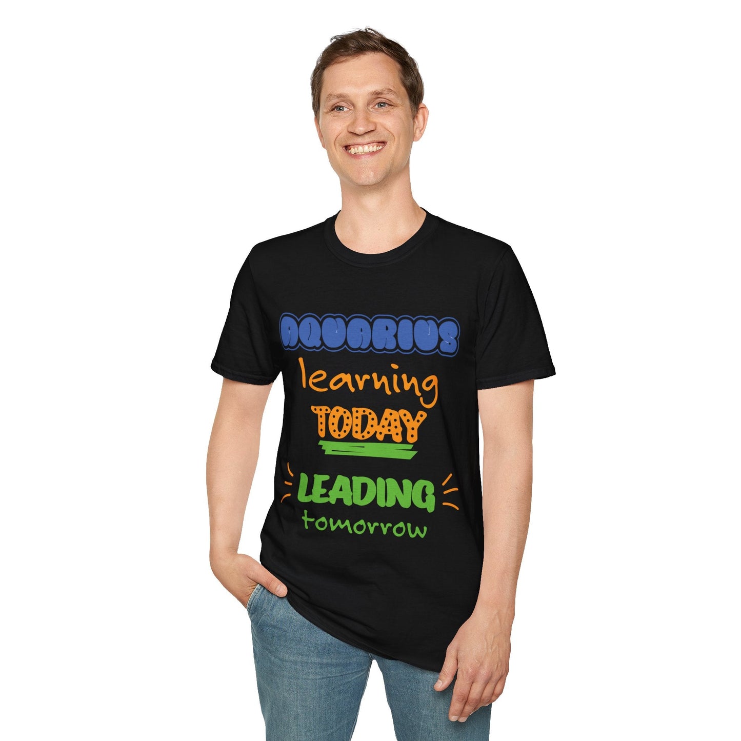 Aquarius Zodiac  learning today leading tomorrow Graphic cotton Shirt/top