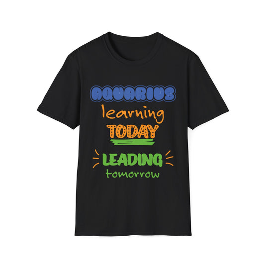 Aquarius Zodiac  learning today leading tomorrow Graphic cotton Shirt/top