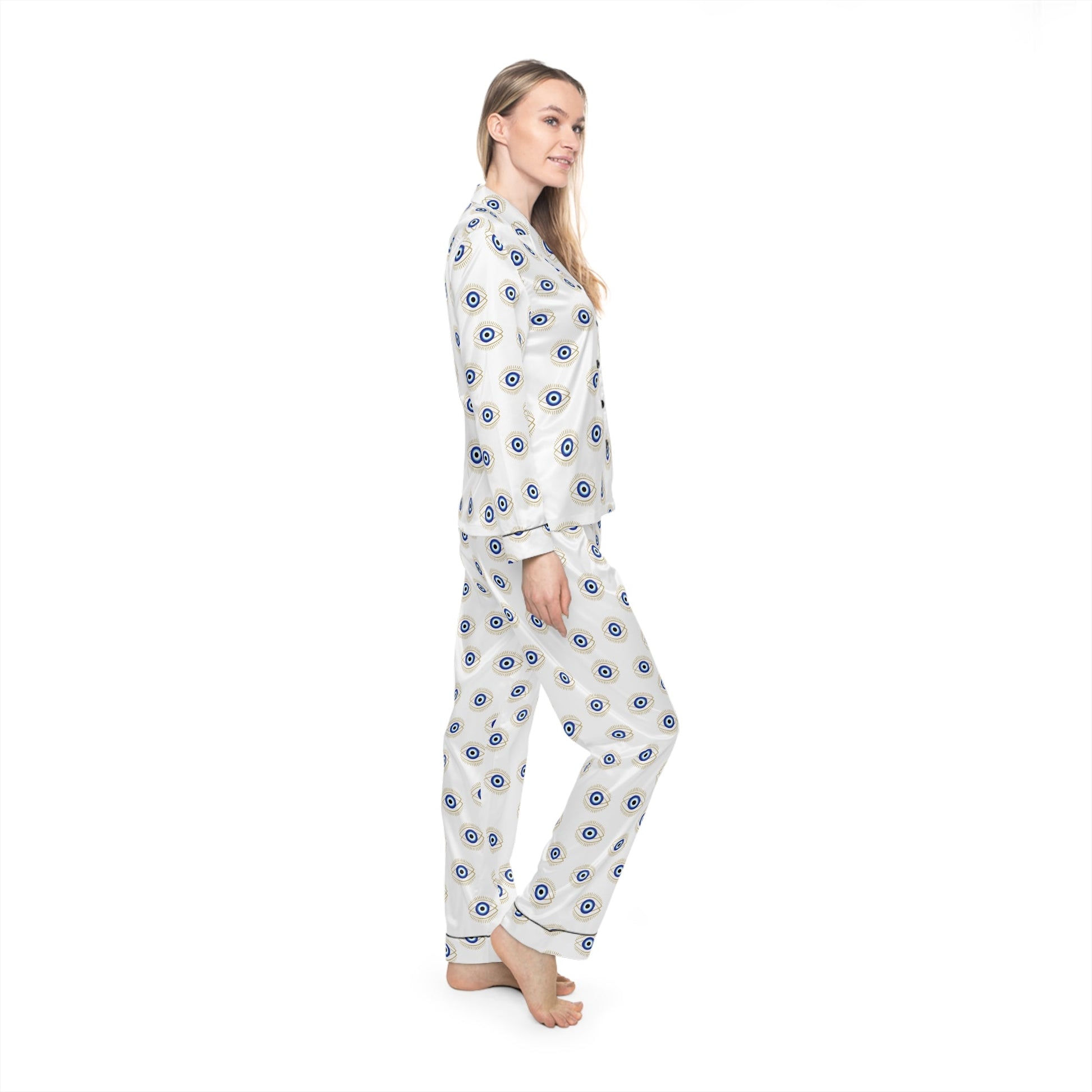 Blue Eye Luxury Satin Pyjama SetAll Over Prints