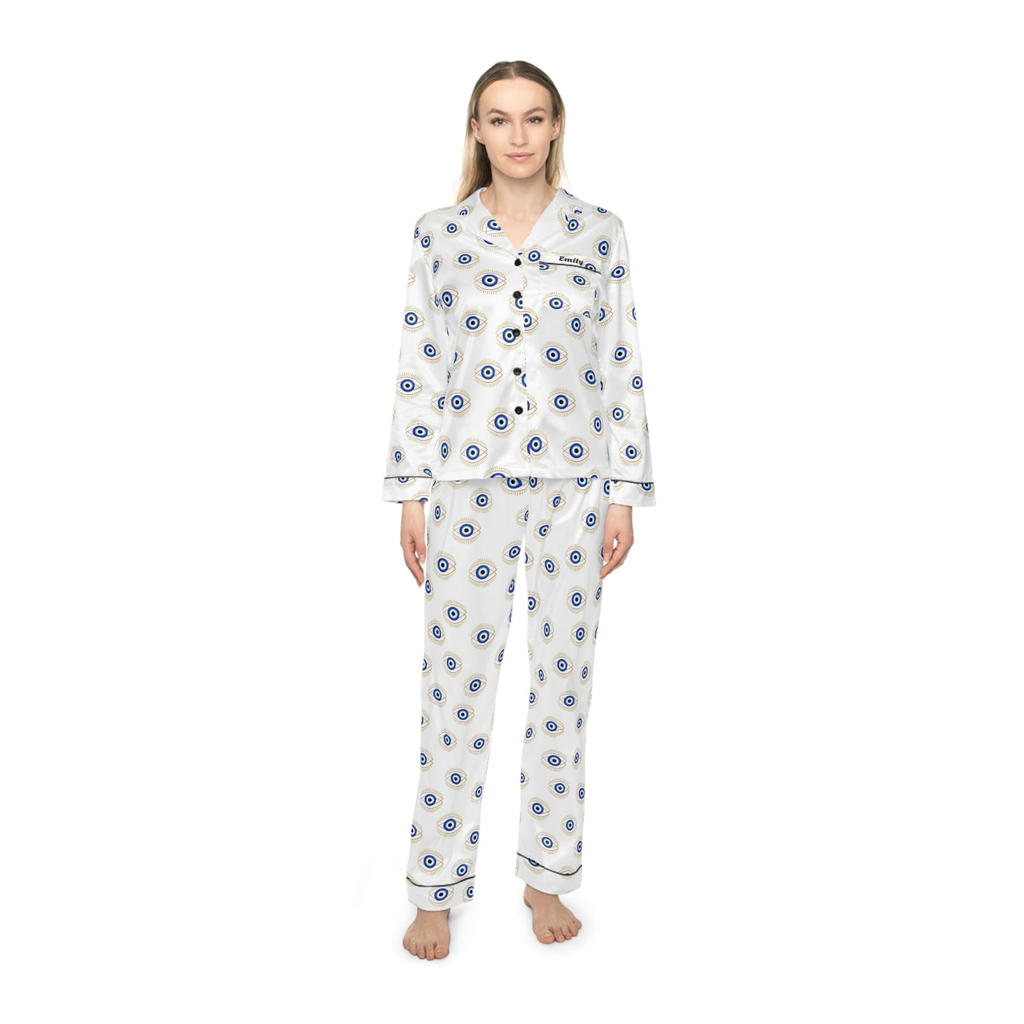 Blue Eye Luxury Satin Pyjama SetAll Over Prints