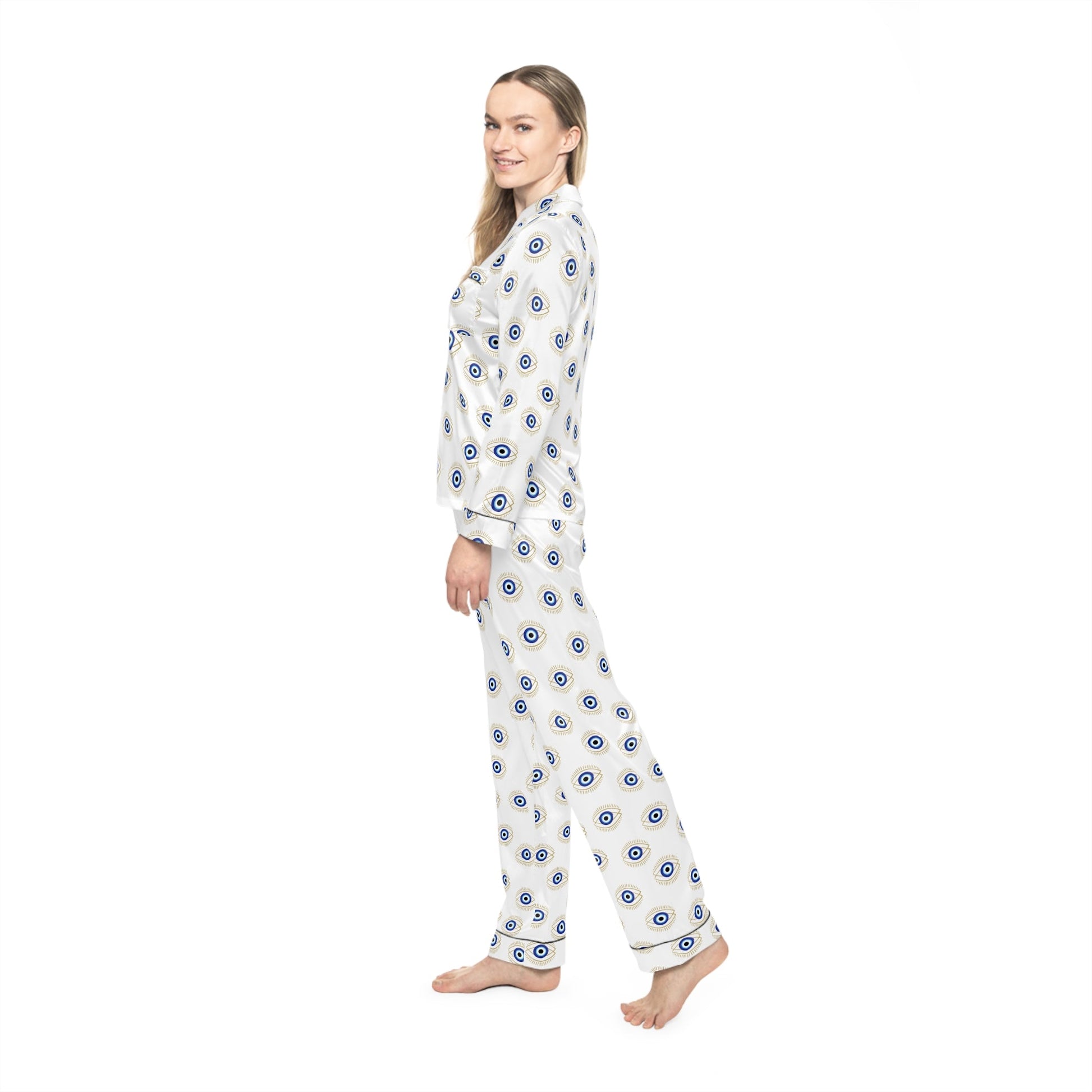 Blue Eye Luxury Satin Pyjama SetAll Over Prints