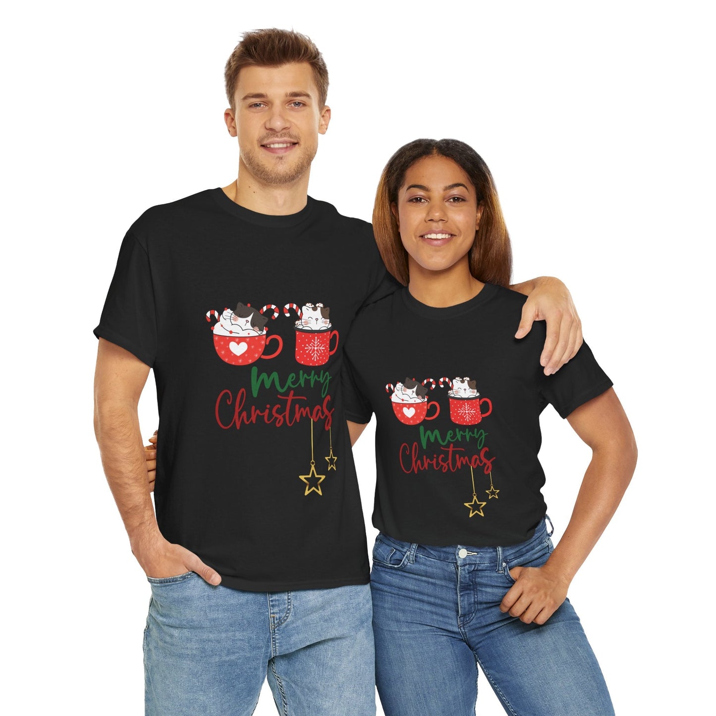 Cat Coffee Mug Unisex Tee - Merry Christmas ShirtT-Shirt