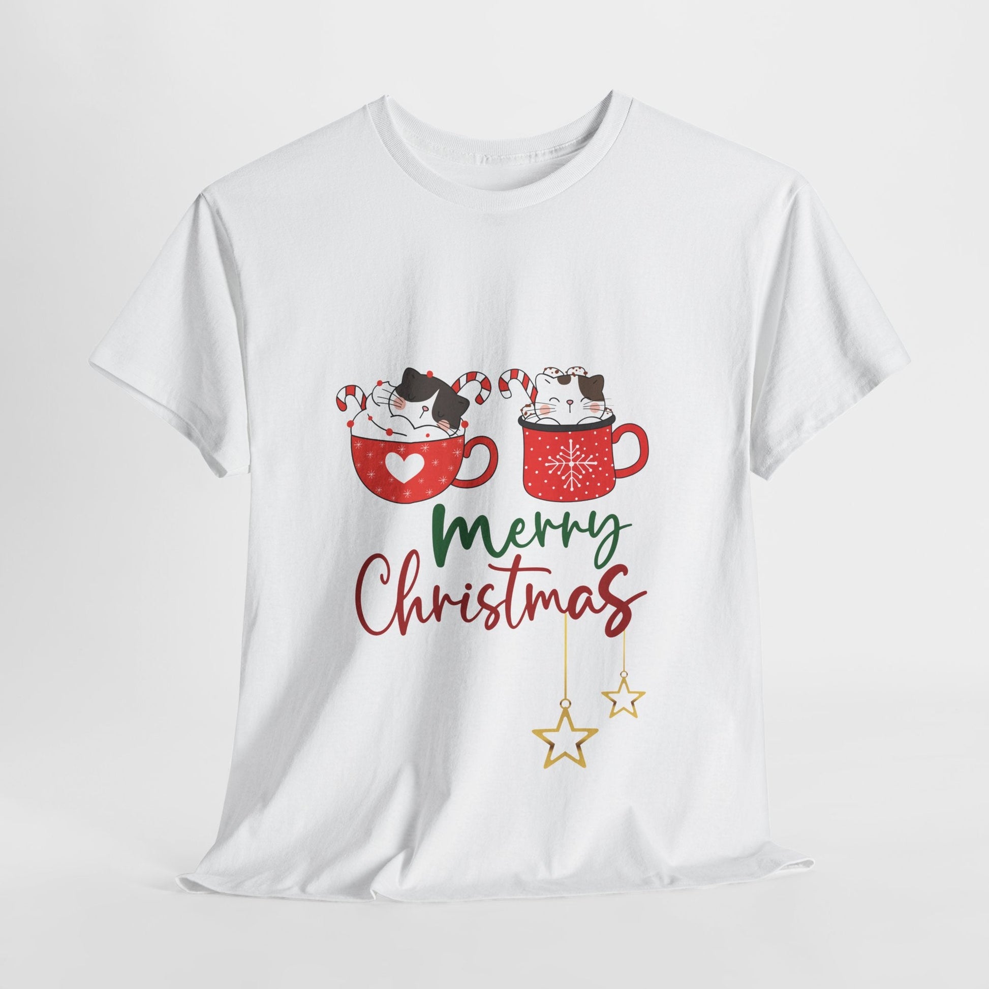 Cat Coffee Mug Unisex Tee - Merry Christmas ShirtT-Shirt