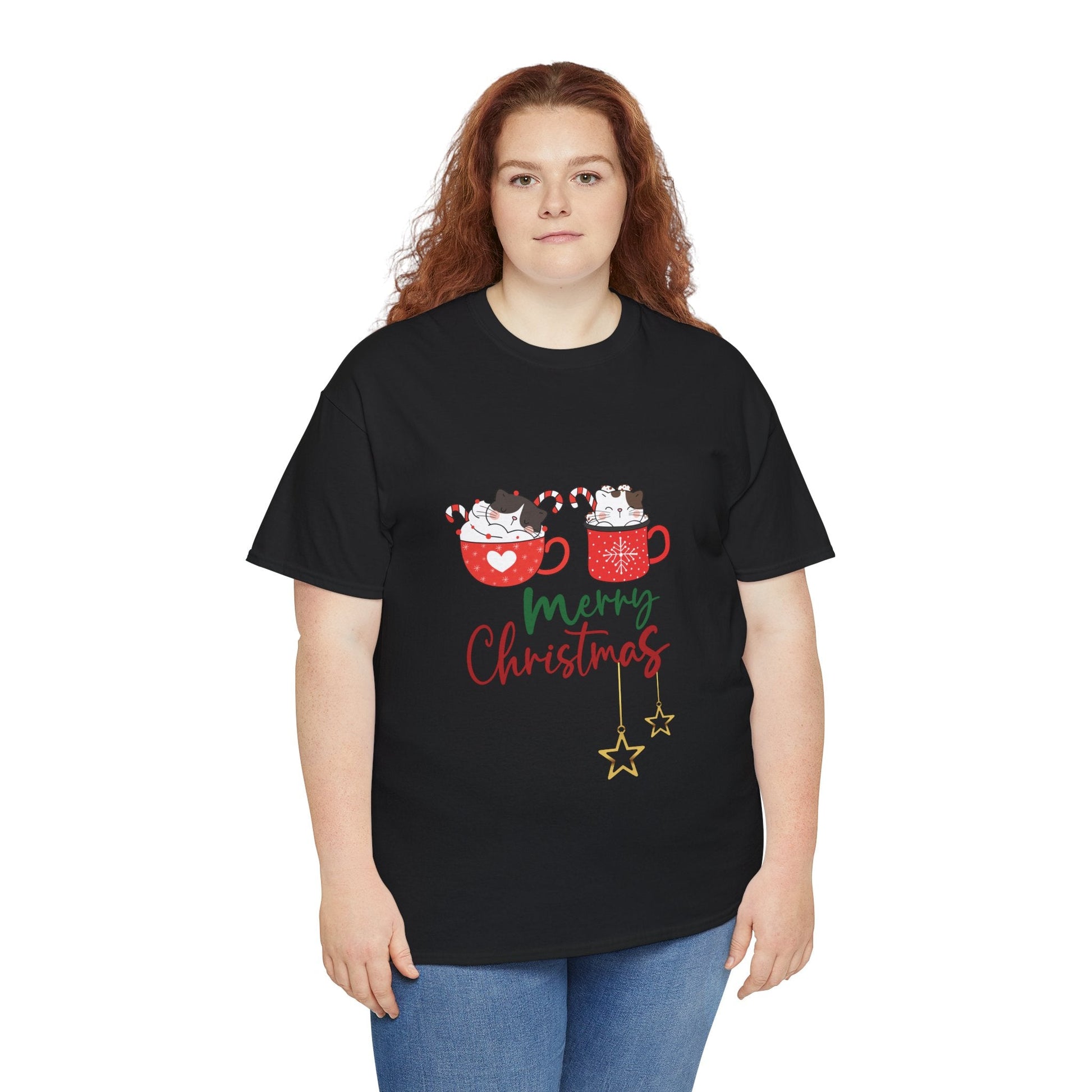 Cat Coffee Mug Unisex Tee - Merry Christmas ShirtT-Shirt