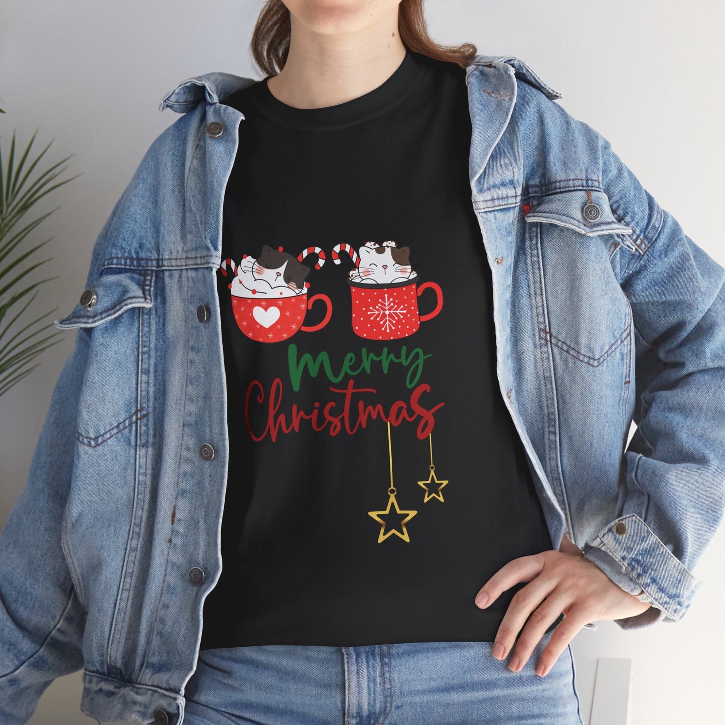 Cat Coffee Mug Unisex Tee - Merry Christmas ShirtT-Shirt