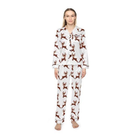 Christmas Reindeer Satin customised Pyjamas setAll Over Prints